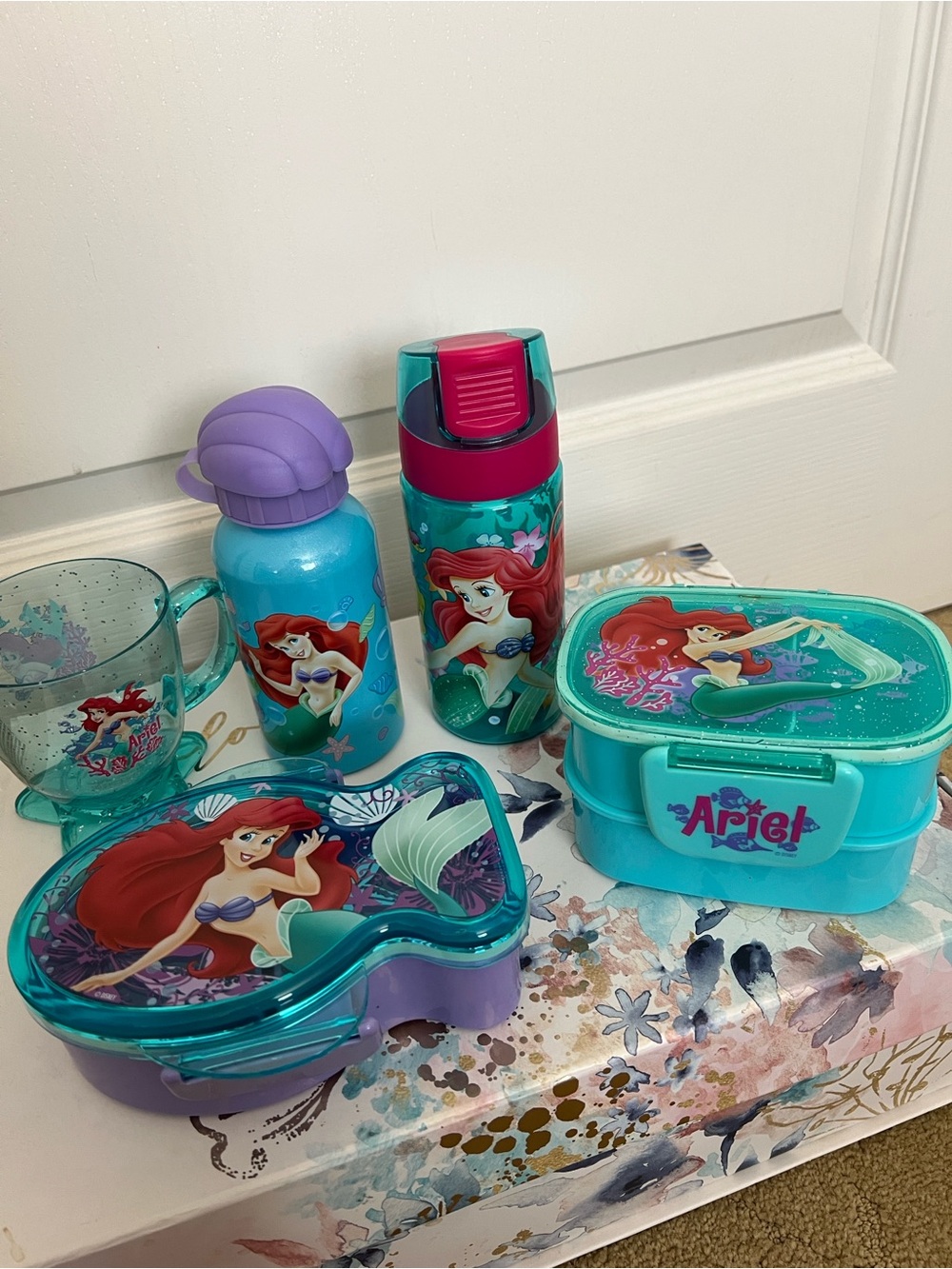 The Little Mermaid Ariel Lunch Box & Bottle Set - Turquoise/Purple